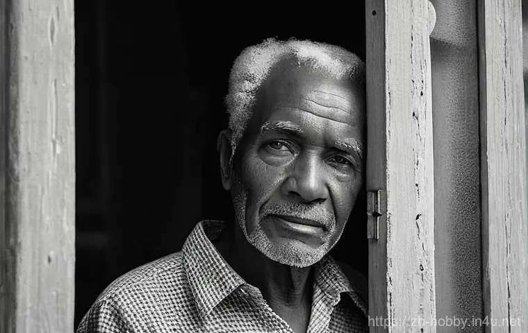 흑백 사진 찍는 법 - **Prompt 1: "A candid black and white portrait of an elderly man with a deeply lined face, gazing th...