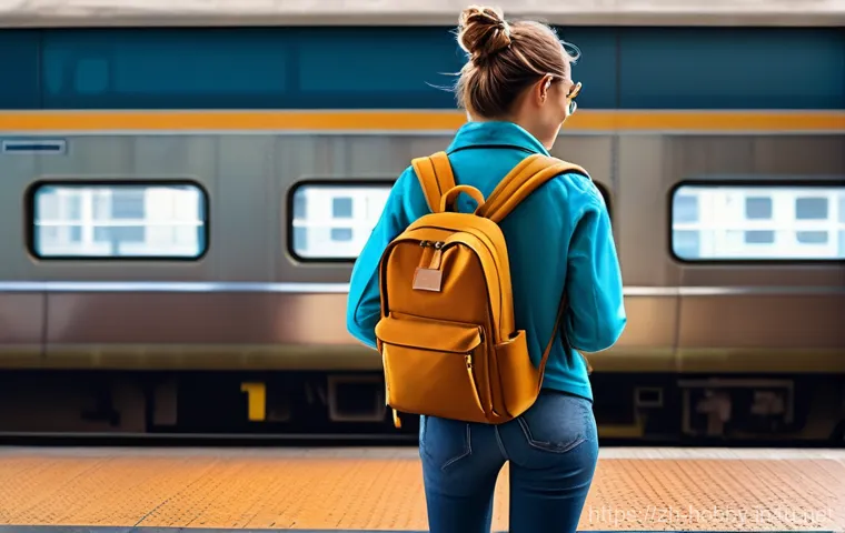 혼자 여행 팁 - **Prompt:** A solo female traveler, in her late 20s, with a stylish yet practical backpack, stands a...