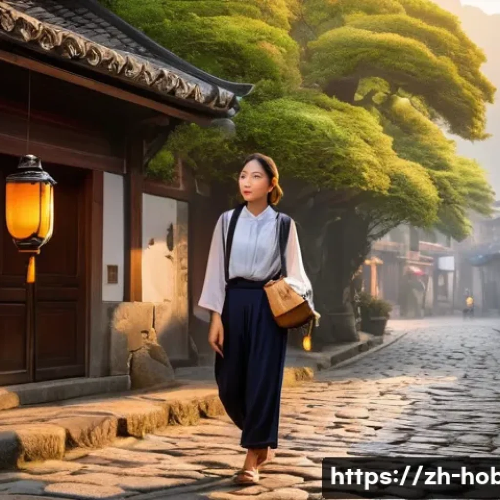 국내 여행 코스 - **Prompt:** A tranquil and picturesque ancient town nestled within rolling, mist-shrouded mountains,...
