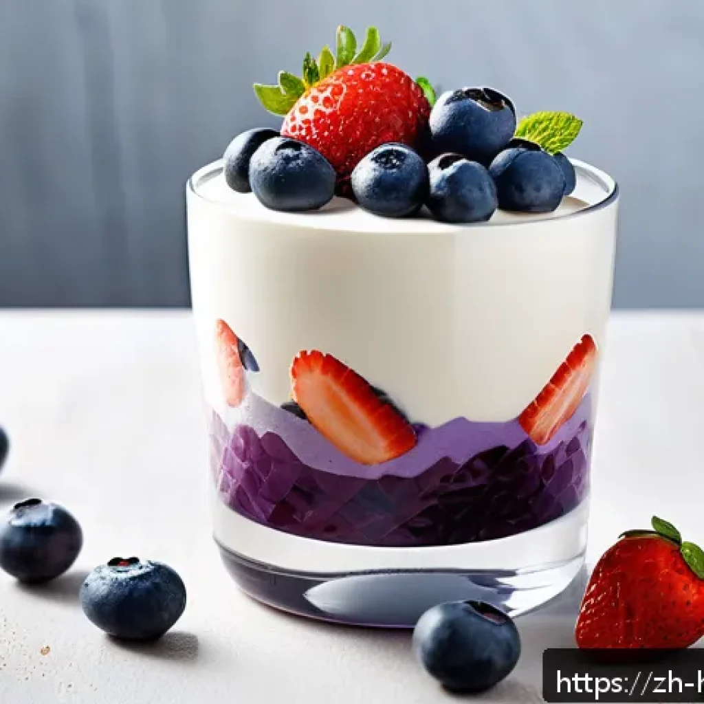 저칼로리 디저트 레시피 - A vibrant, modern low-calorie dessert scene showcasing a Greek yogurt mousse parfait layered with fr...